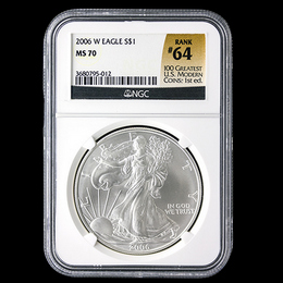 2006 W-Burnished Silver Eagle NGC MS69 #64 Top 100 Label