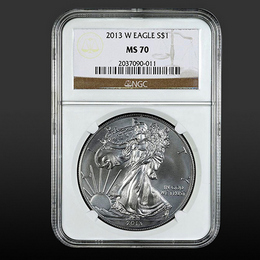 2013 W-Burnished Silver Eagle NGC MS70 Brown Label