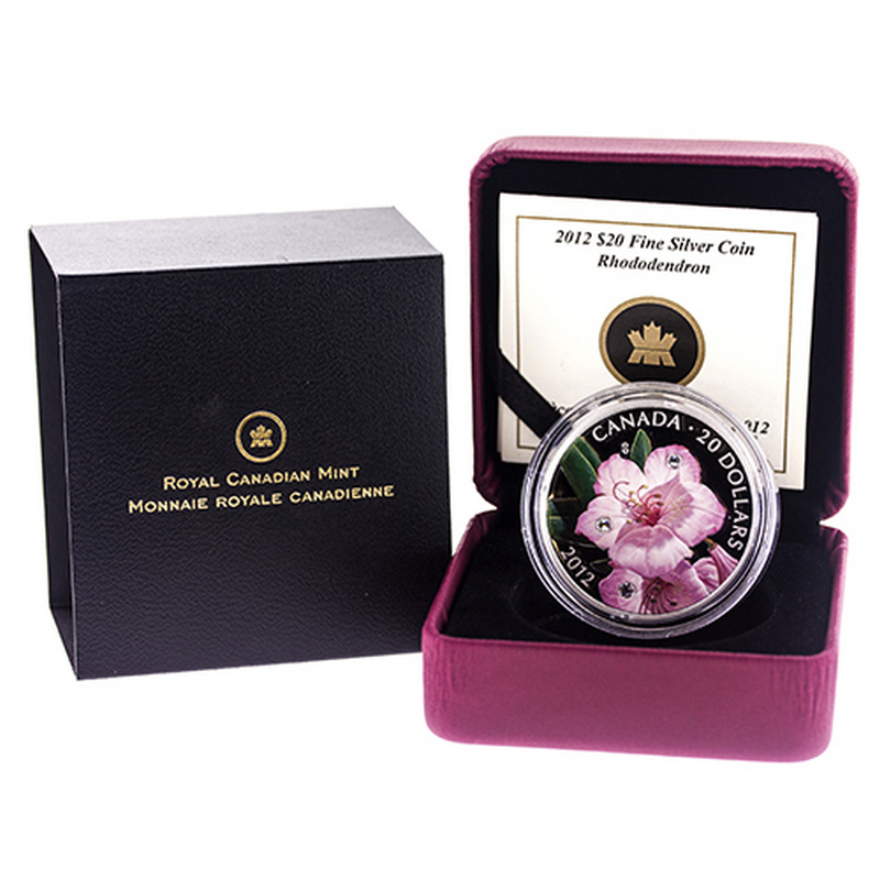 2012 Canada $20 Fine Silver Coin Rhododendron