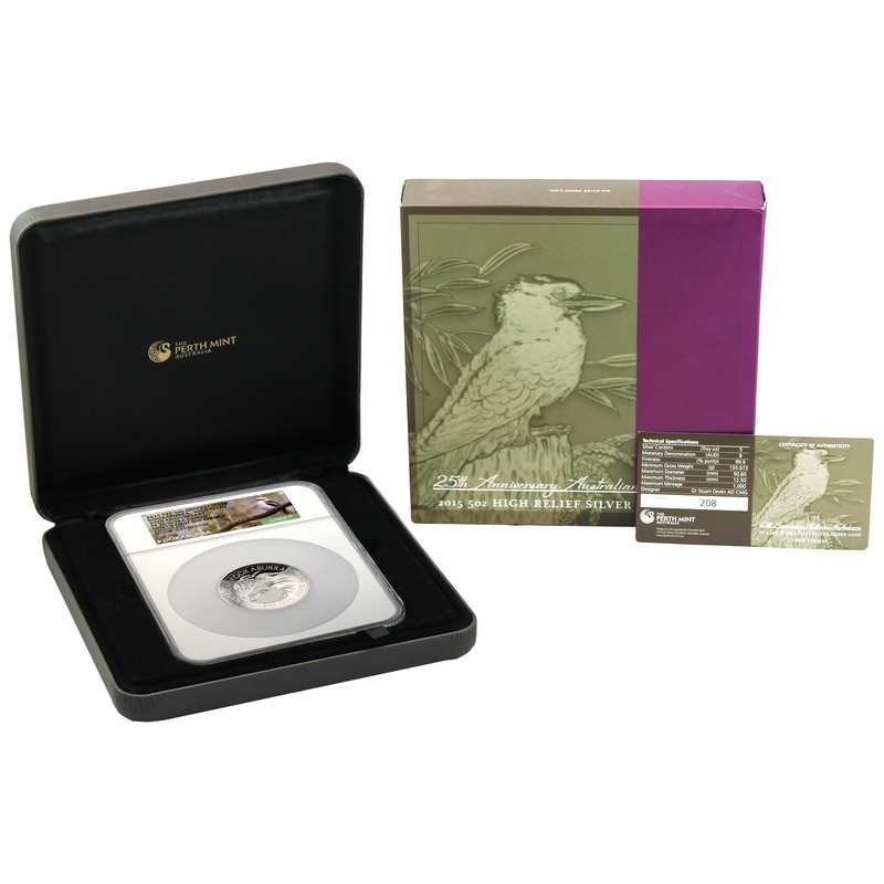 2015 Australia Silver High Relief Kookaburra NGC PF70 UC One Of First 500 Struck
