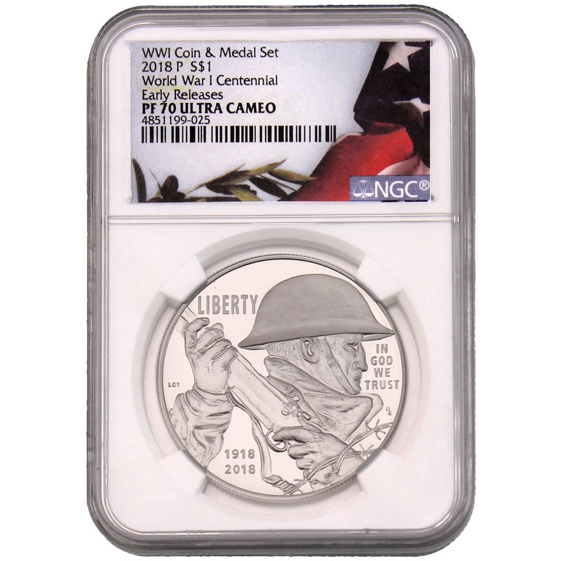 2018 P $1 Silver World War 1 Centennial Proof Dollar NGC PF70 Ultra Cameo