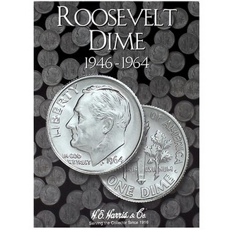 1946-1964 Roosevelt Dimes in Tri-fold Album