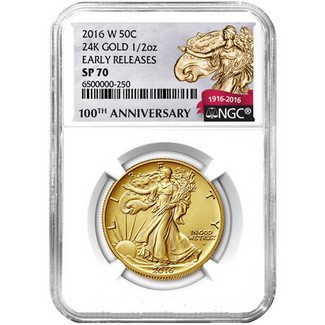 2016 W 1/2 oz Gold Walking Liberty Half Dollar NGC SP70 ER