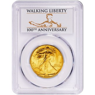 2016 W 1/2 oz Gold Walking Liberty Half Dollar PCGS SP70 FS 100th Ann. Label
