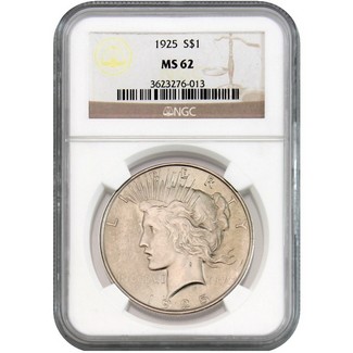 1925 P Peace Silver Dollar NGC MS62
