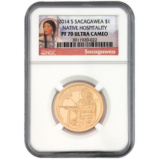 2014 S Native American Dollar NGC PF70 UC Sacagawea Label