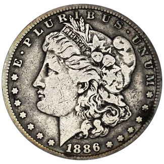 1886 S Morgan 90% Silver Dollar in VG/VF condition