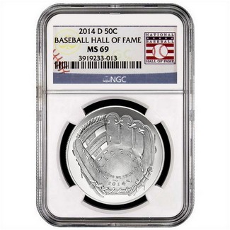 2014 D Baseball HOF Half Dollar NGC MS69 Hall Of Fame Label