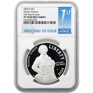 2024 Proof Harriet Tubman Commemorative Silver Dollar NGC PF70 UC First Day Issue 1st Label