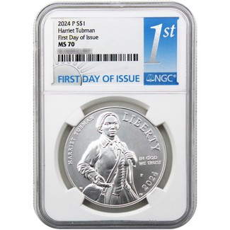 2024 Harriet Tubman Commemorative Silver Dollar NGC MS70 First Day Issue 1st Label