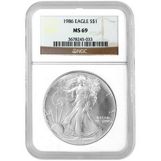 1986 Silver Eagle NGC MS69 Brown Label