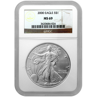 2000 Silver Eagle NGC MS69 Brown Label