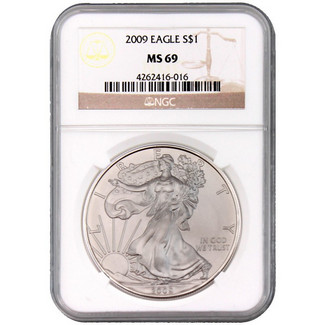 2009 Silver Eagle NGC MS69 Brown Label