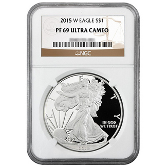 2015 W Proof Silver Eagle NGC PF69 Ultra Cameo Brown Label