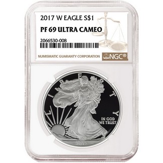 2017 W Proof Silver Eagle NGC PF69 Ultra Cameo Brown Label