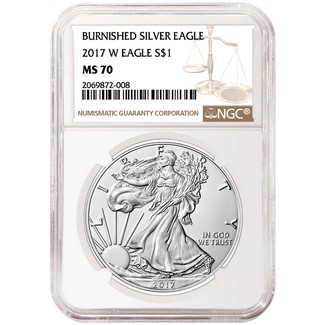 2017 W Burnished Silver Eagle NGC MS70 Brown Label