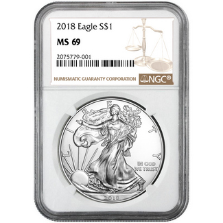 2018 Silver Eagle NGC MS69 Brown Label
