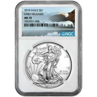 2018 1oz Silver Eagle NGC MS70 Early Releases Eagle Label