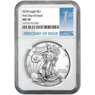 2018 Silver Eagle NGC MS70 First Day of Issue Label