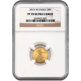 2015W Gold Eagle 1/10 oz ($5) NGC Pf70 UC Brown Label