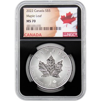 2022 $5 Canadian Silver Maple Leaf 1oz NGC MS70 Black Core Canada Label