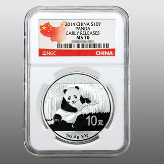 2014 1oz. Silver Panda NGC MS70 ER Country Label