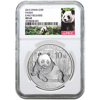 2015 Silver China Panda NGC MS69 ER New Panda Label