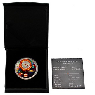 2016 $5 Solar System 1oz Silver Proof w/Meteorite Glass - mintage just 1000!