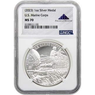 (2023) Armed Forces Silver Medal Program Marine Corp 1oz Silver Medal NGC MS70 Folds of Honor Label