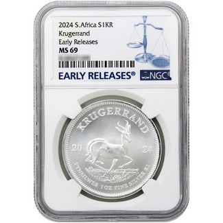 2024 South Africa Silver Krugerrand NGC MS69 Early Releases Blue Label