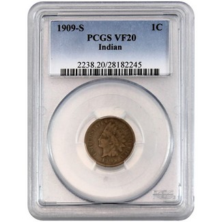 1909-S Indian Head Cent PCGS VF-20