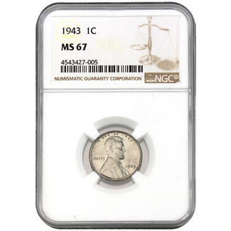 1943 Lincoln (Steel) Cent NGC MS-67