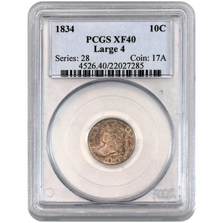 1834 Bust Dime PCGS XF-40 (Large 4)