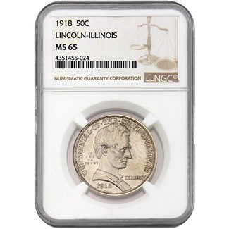 1918 Illinois (Lincoln) Commem Half Dollar NGC MS-65