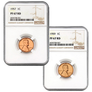 (3) Proof Lincoln Cent's PCGS PR-67 RD (1957,1958 & 1959)