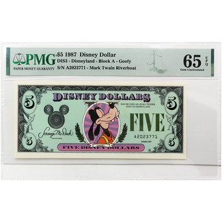 1987 $5 Disney Note (Goofy) PMG 65 (EPQ)