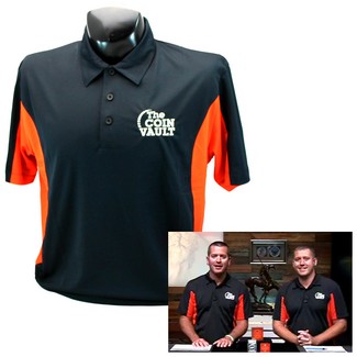 Coin Vault Logo Side Blocked Micropique Sport-Wick® Coaches Polo Shirt Black/Orange Extra Large