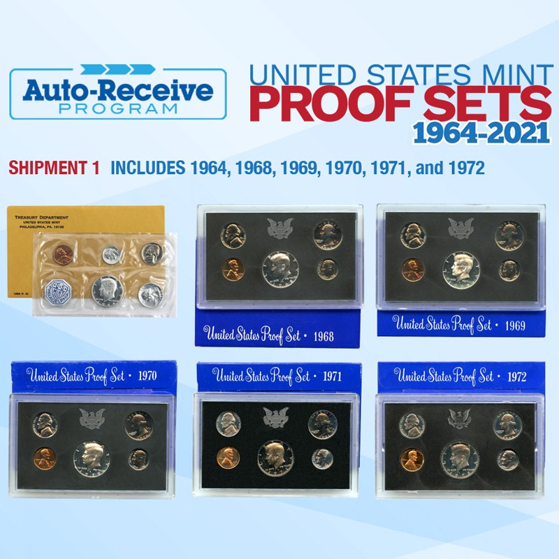 Shipment #1 1964, 1968, 1969, 1970, 1971, and 1972 Proof Sets in OGP