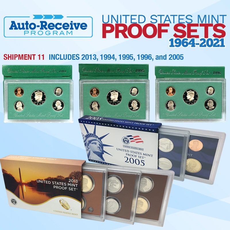 Shipment #11 1994, 1995, 1996, 2005, and 2013 Proof Sets in OGP