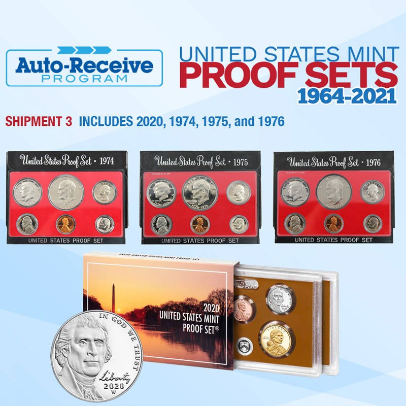 Shipment #3 1974, 1975, 1976, and 2020 Proof Sets in OGP