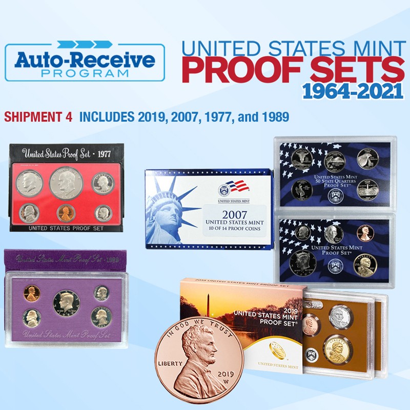 Shipment #4 1977, 1989, 2007, and 2019 Proof Sets in OGP