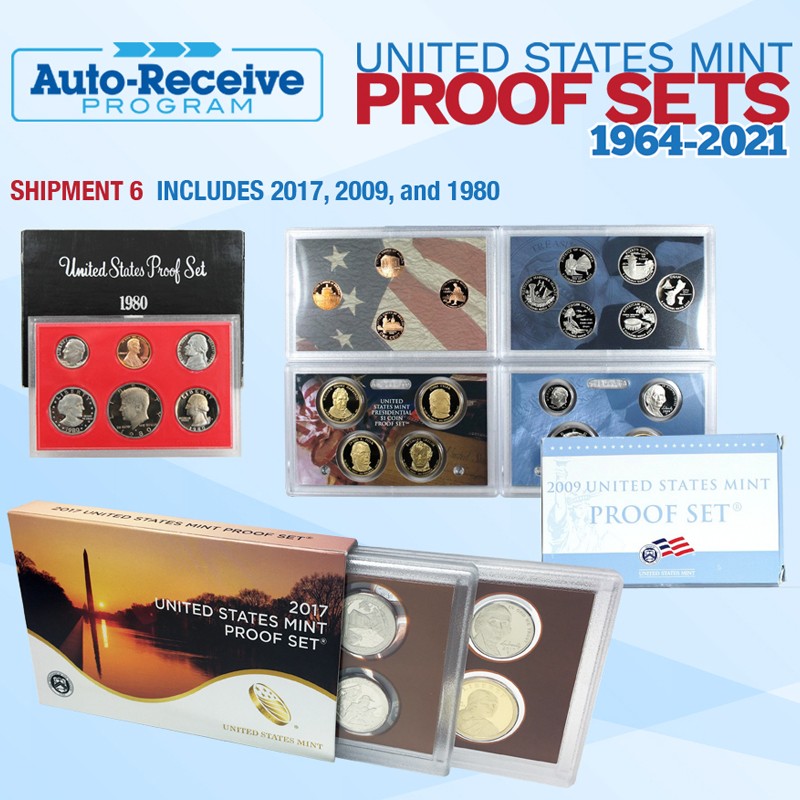 Shipment #6 1980, 2009, and 2017 Proof Sets in OGP