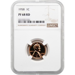 1958 Proof Lincoln Cent NGC PF68 RD