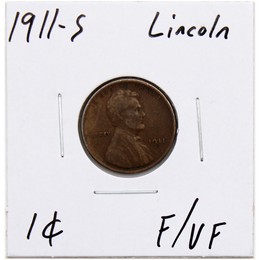 1911 S Lincoln Cent F/VF Condition 1911 S Lincoln Cent F/VF Condition