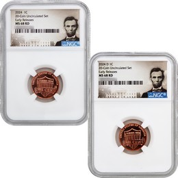 2024 P&D Lincoln Cent NGC MS68 RD ER from 20-Coin Uncirculated Set Portrait Label