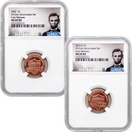 2023 P&D Lincoln Cent NGC MS69 RD ER from 20-Coin Uncirculated Set Portrait Label