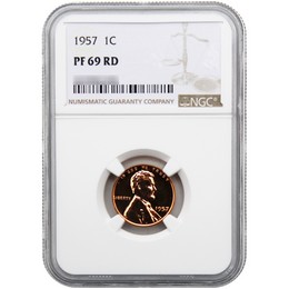 1957 Proof Lincoln Cent NGC PF69 RD