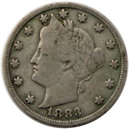 1883 Liberty V-Nickel No Cents G/VG Condition