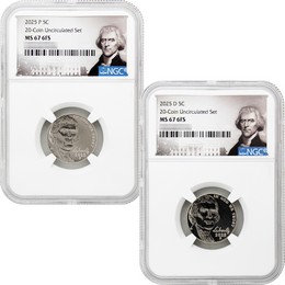 2025 P&D Jefferson Nickel NGC MS67 6FS from 20-Coin Uncirculated Set Portrait Label