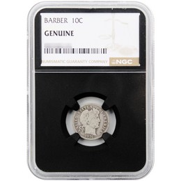 Random Date Barber Dime NGC Genuine Black Core